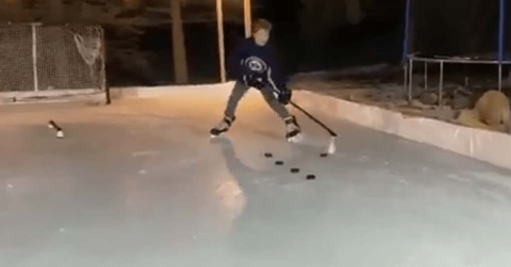 Hockey Skating On Outdoor Ice